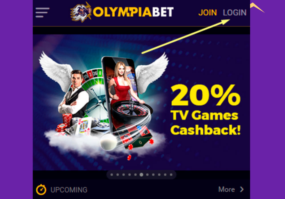 Login methods to Olympiabet - Click on the "Log in" button