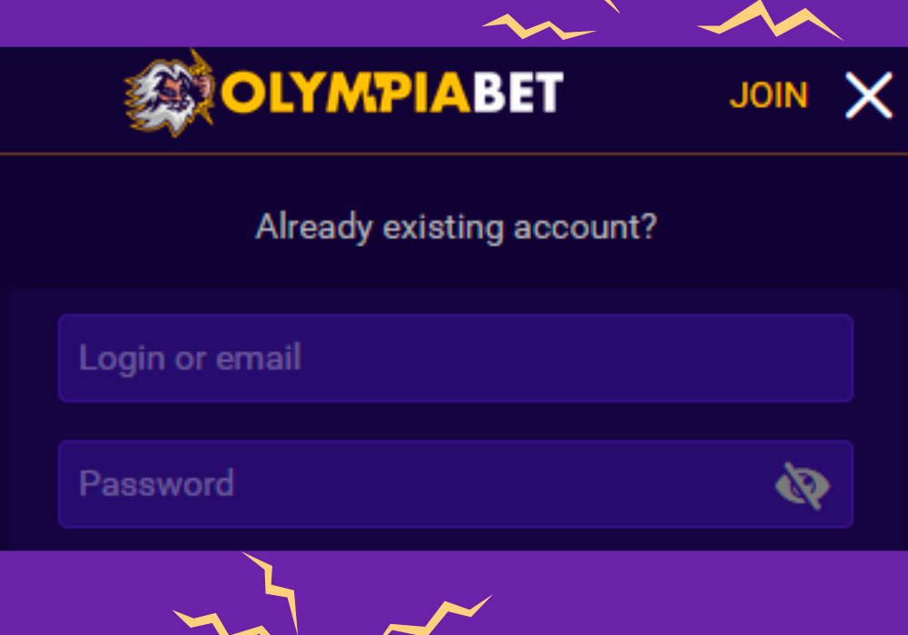 Methods of entering Olympiabet - Enter all data