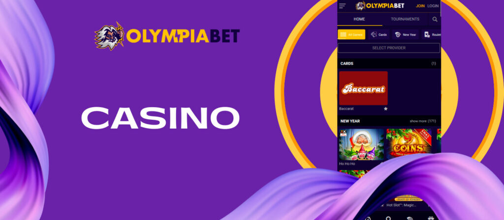 Olympiabet has a separate casino app